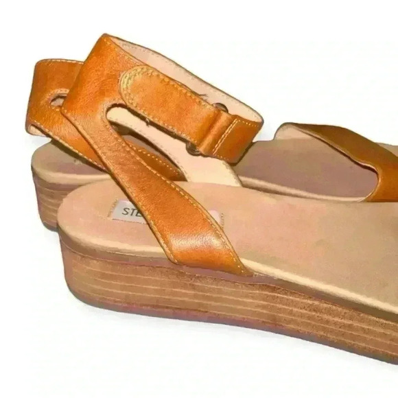 Steve Madden Women's Gaiya Cognac boho chic leather Platform Sandals size 8.5M - Picture 5 of 9